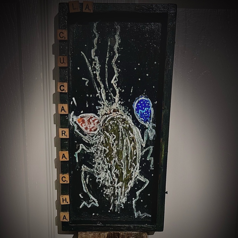 “La Cucaracha” original art, 12 x 6 shadow box